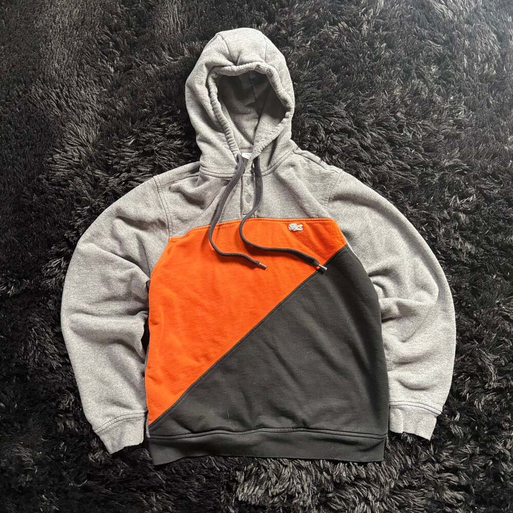 Lacoste Sport Hoodie‎ Men's Pullover - Orange Black Gray